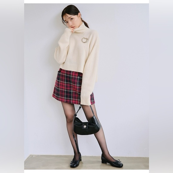 Snidel Women's Roving Checks skirt pants - Picture 3 of 8